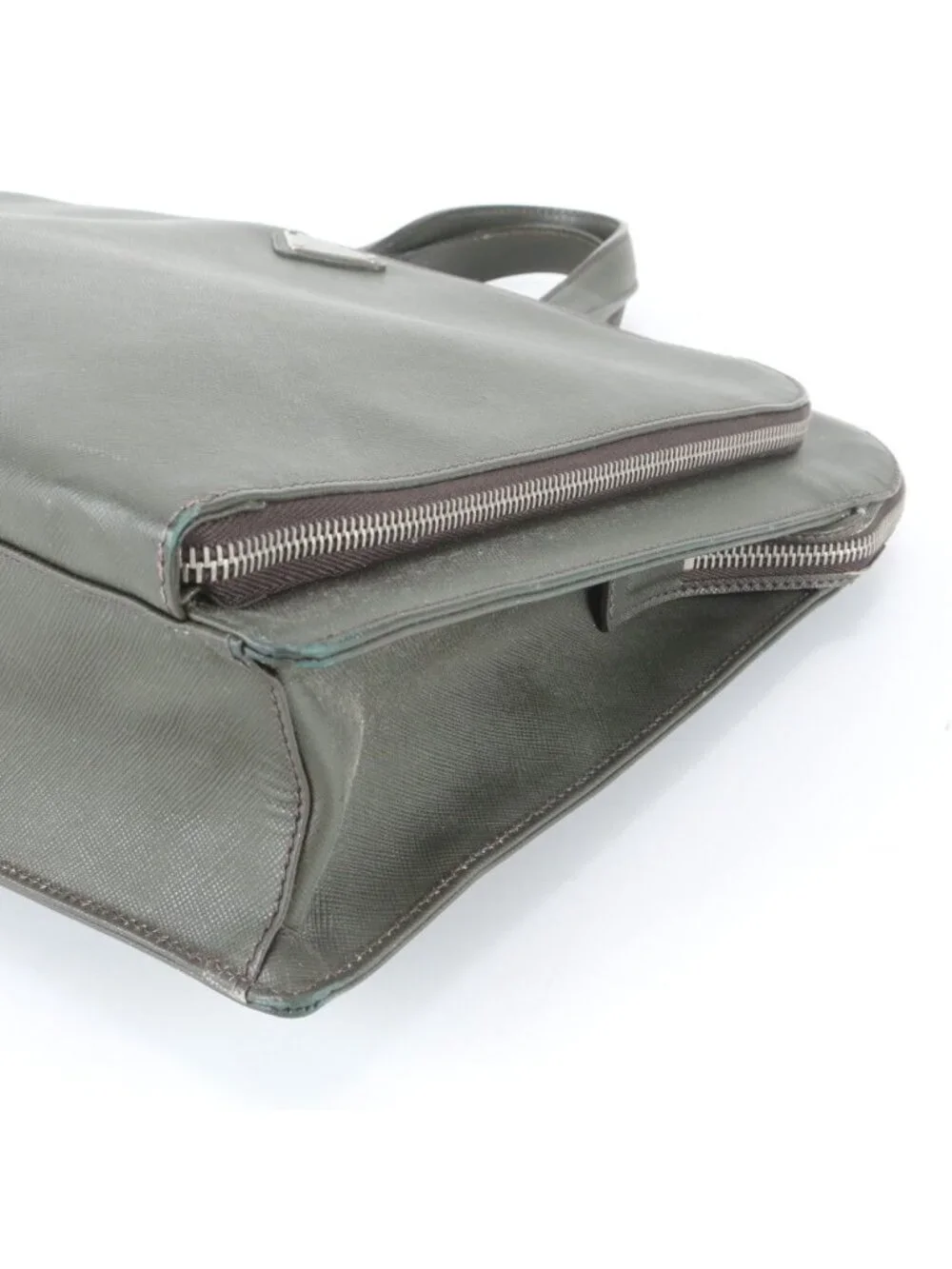 Prada Saffiano Triangle Logo Leather Business Document Briefcase